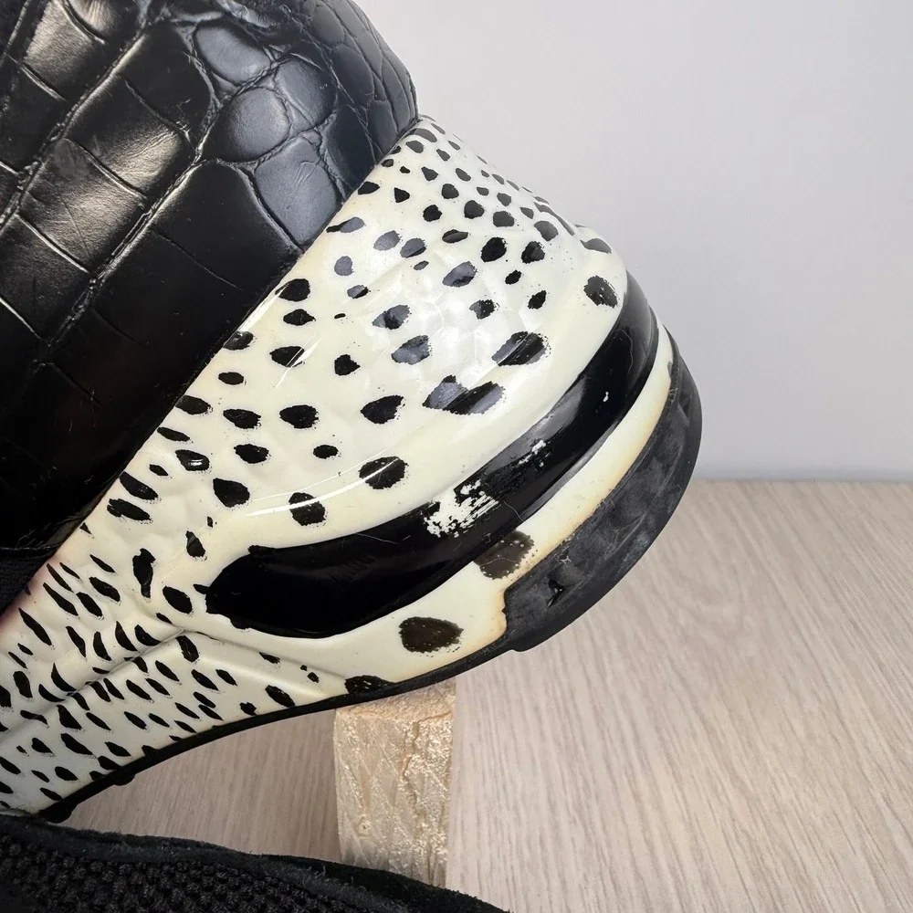 Steve Madden Cliff Black White Animal Print Chunky Platform Sneakers CLIF02S1 7M